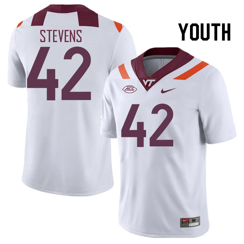 Youth #42 Aycen Stevens Virginia Tech Hokies College Football Jerseys Stitched Sale-White